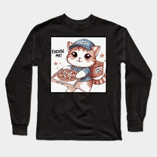 Pawsome Pizza Delivery: Cat Courier on the Move Long Sleeve T-Shirt